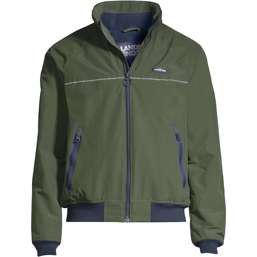 NWT $120 Dark Green LANDS' END Fleece Classic Squall Waterproof Jacket Small S